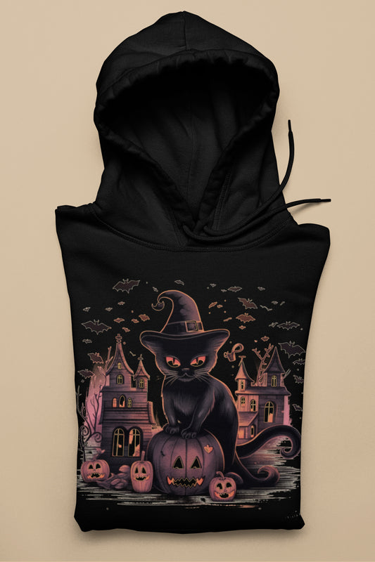 Black Halloween Cat Hoodie