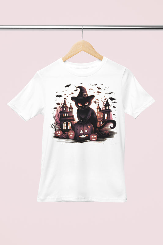 Black Halloween Cat T-Shirt