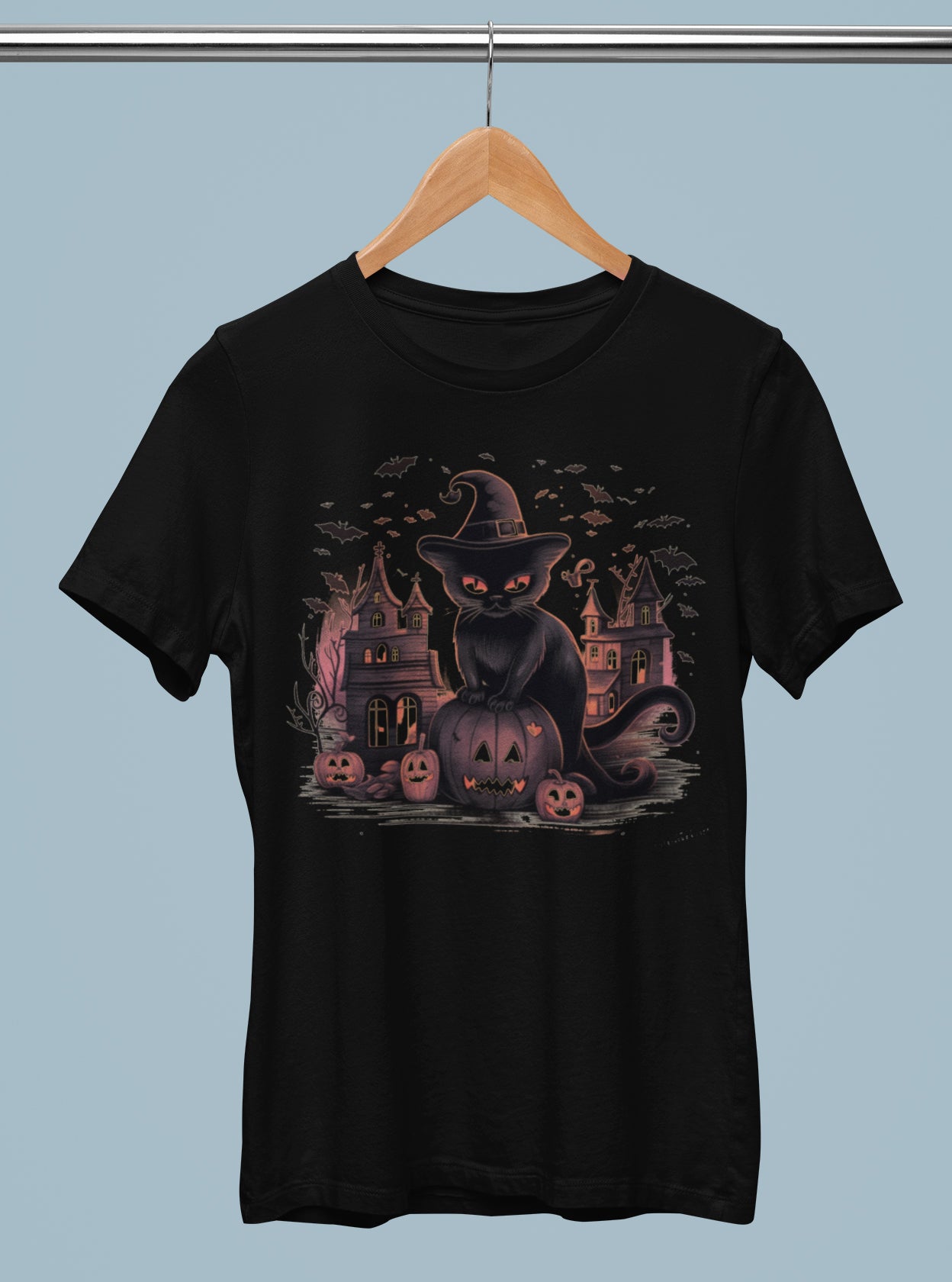 Black Halloween Cat T-Shirt