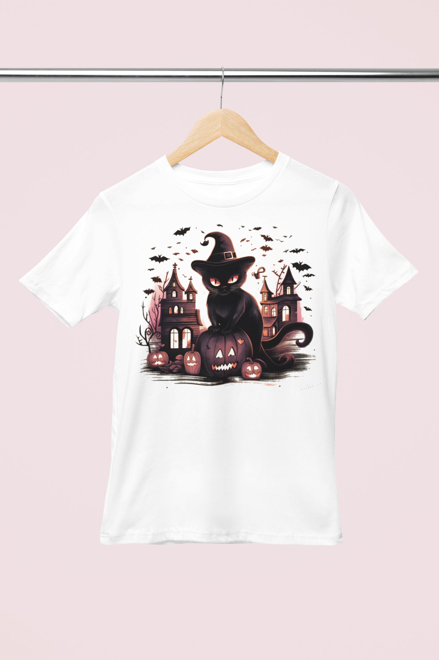 Black Halloween Cat T-Shirt