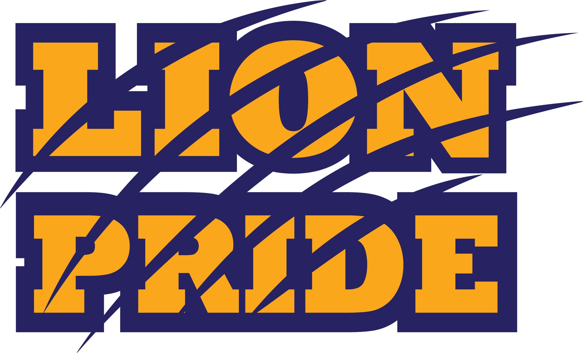 Lion Pride logo with blue and yellow colors on a white background